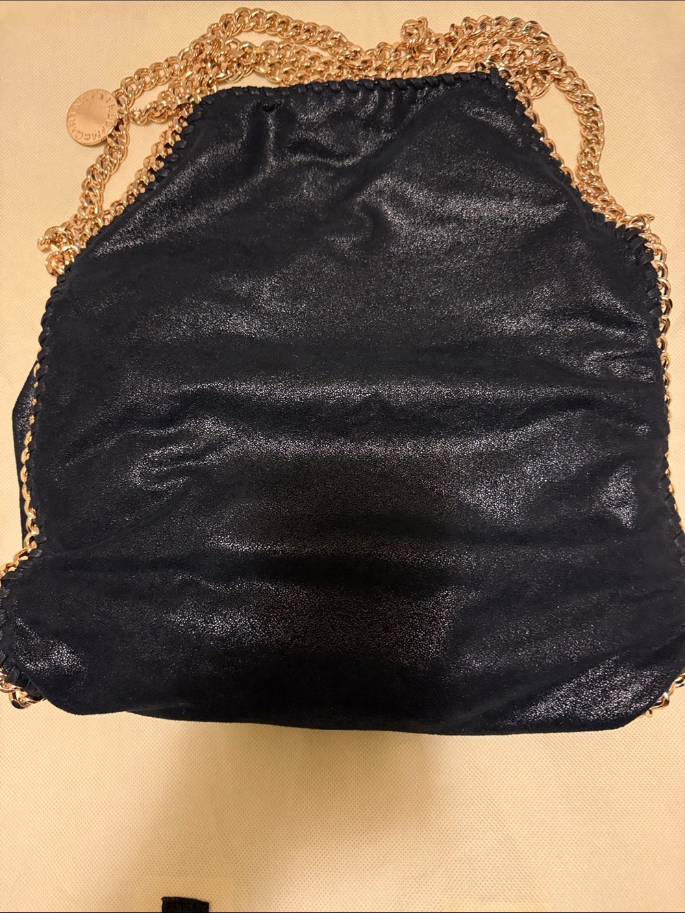 Stella McCartney Black Shoulder Bag with Gold Chain Trim